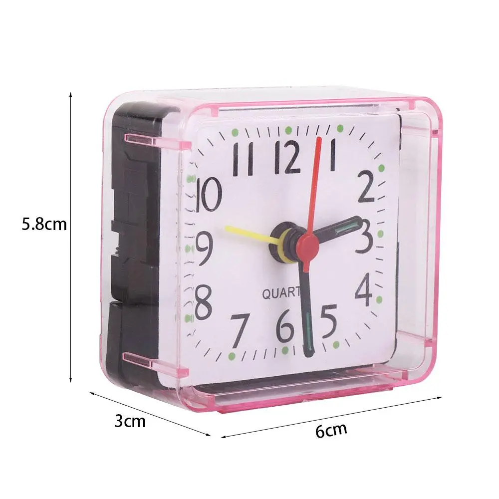 Creative Mute Square Alarm Clock Candy Color Stably Stand Mini Table Clock Square Transparent Living Room
