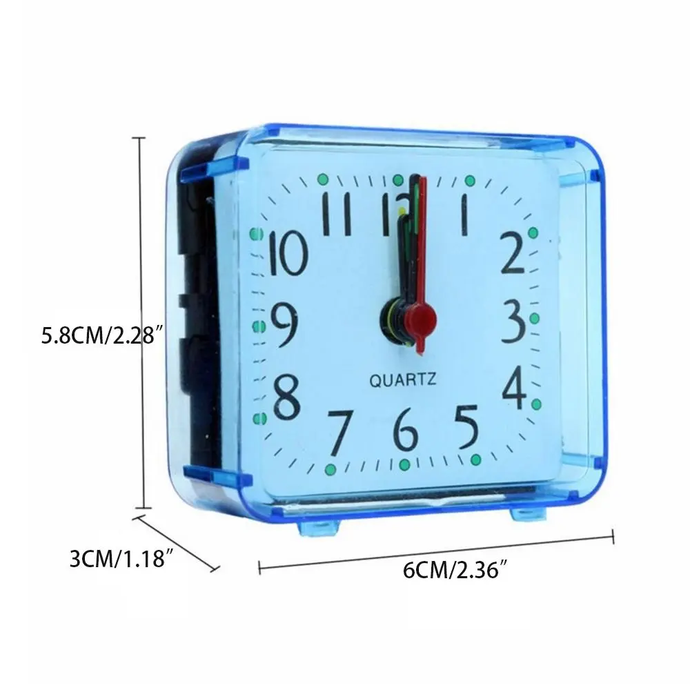 Creative Mute Square Alarm Clock Candy Color Stably Stand Mini Table Clock Square Transparent Living Room