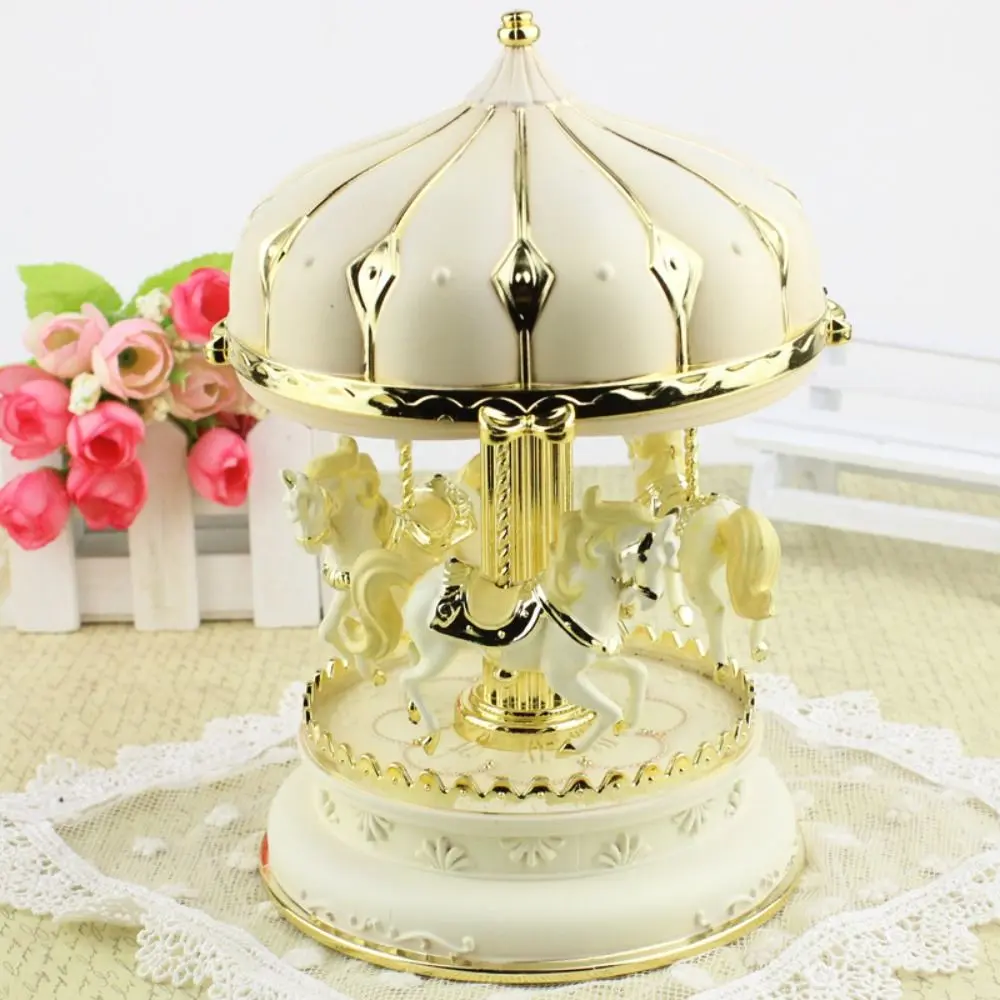 Elegant Colorful Carousel Music Box Cute Girly Heart Carousel Ornaments Handmade Carousel Children Toy Girls