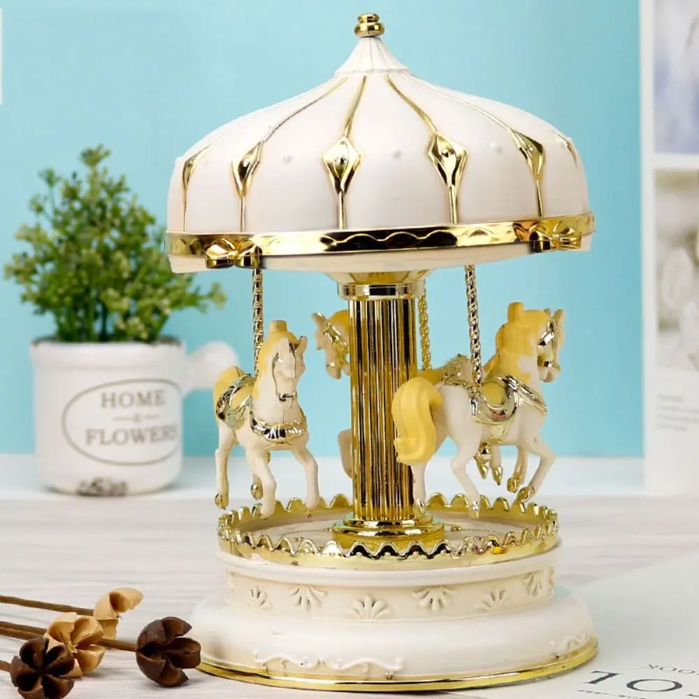 Elegant Colorful Carousel Music Box Cute Girly Heart Carousel Ornaments Handmade Carousel Children Toy Girls