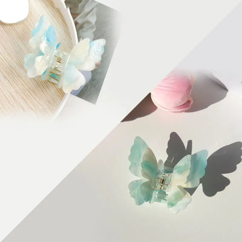 652F Sophisticated Double Layer Butterfly Hair Clip Claw for Women Modern Hair Styling Tool Complements Various Hairstyles