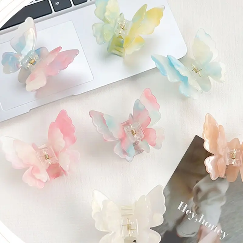 652F Sophisticated Double Layer Butterfly Hair Clip Claw for Women Modern Hair Styling Tool Complements Various Hairstyles