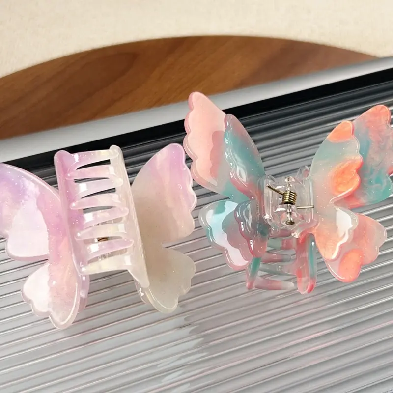 652F Sophisticated Double Layer Butterfly Hair Clip Claw for Women Modern Hair Styling Tool Complements Various Hairstyles