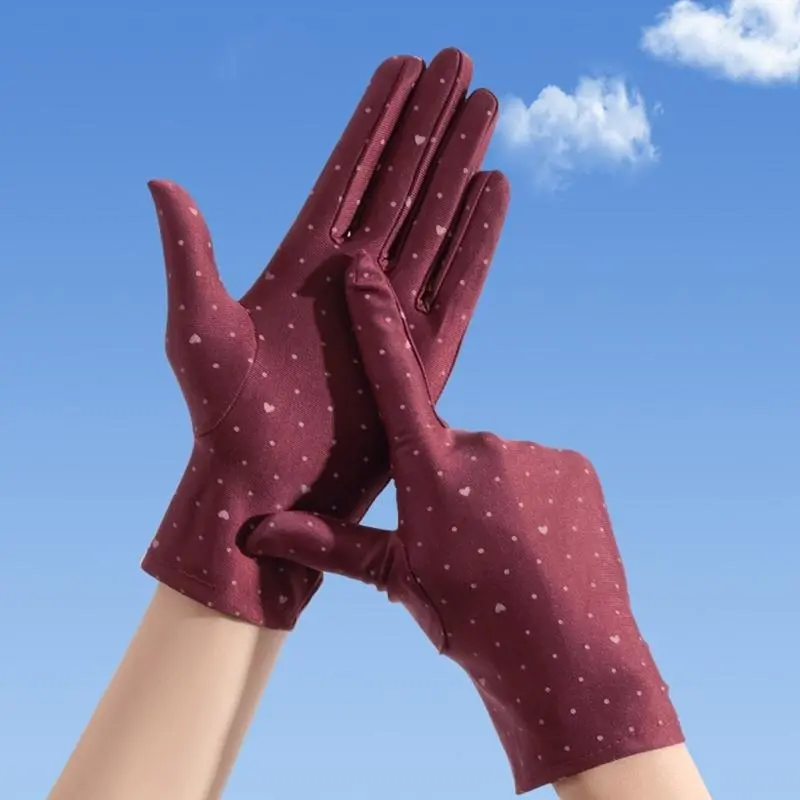 652F Skin-friendly Adult Gloves Summer Full-finger Breathable Solid Color Mittens Teens Outdoor Sports Full Finger Gloves
