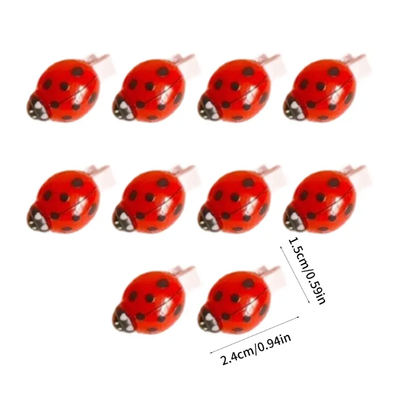 652F 10PCS Ladybird Shaped Hairpins Plastic Resin Hair Clip Hair Decoration for Childrens Daily Use and Party Wear