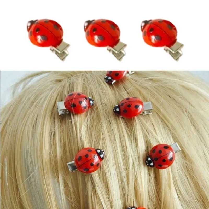 652F 10PCS Ladybird Shaped Hairpins Plastic Resin Hair Clip Hair Decoration for Childrens Daily Use and Party Wear
