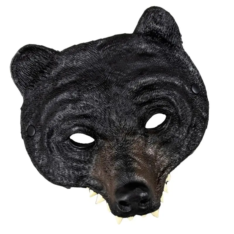 652F Realistic Bear Masquerades Mask Animal Head Half Face Mask for Halloween and Carnivals Parties Animal Costume Accessory