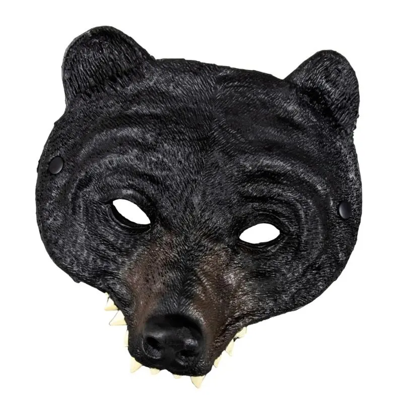 652F Realistic Bear Masquerades Mask Animal Head Half Face Mask for Halloween and Carnivals Parties Animal Costume Accessory