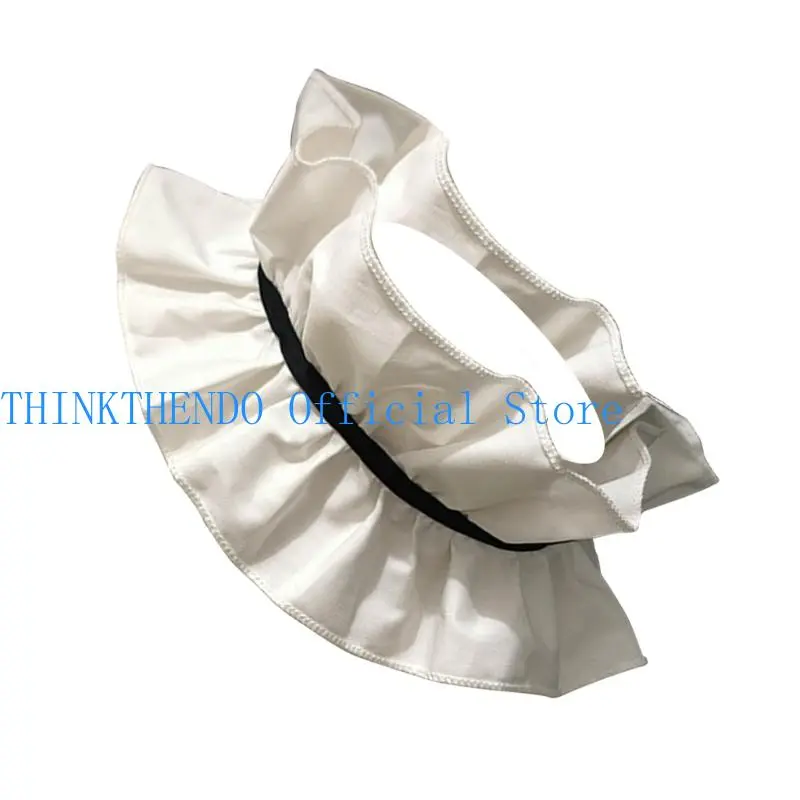 39BB Elegant Ruffled Detachable Collar Victorian Choker Shawl Women Fashion Accessory