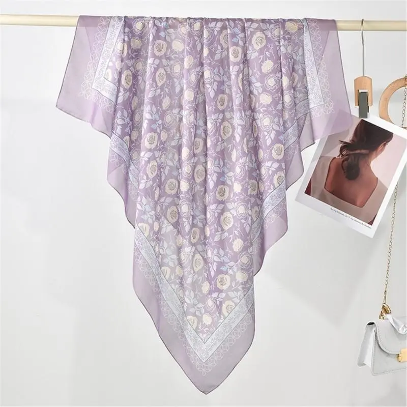 652F Stylish Printed Polyester Bandana Scarf Square Handkerchief Head Scarf for Travel, Outdoor Activity, and Daily Use
