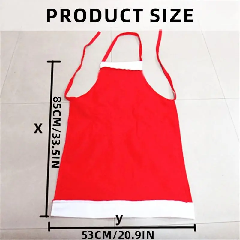 652F Santa Apron Cooking Aprons Christmas Apron Waitress Apron with 2 Pockets Kitchen Apron for Girls Boy Women Man