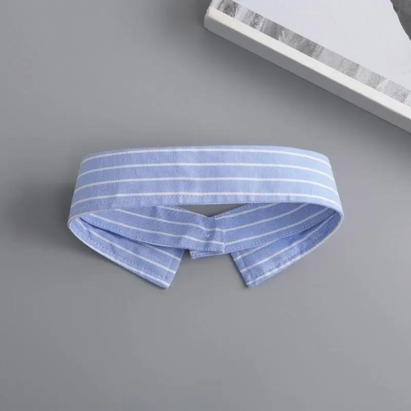 652F Sweater False Collar Stripe Shirt Lapel Collar All Matching Blouse Top Collar for Formal Party Shirt Collar Decoration