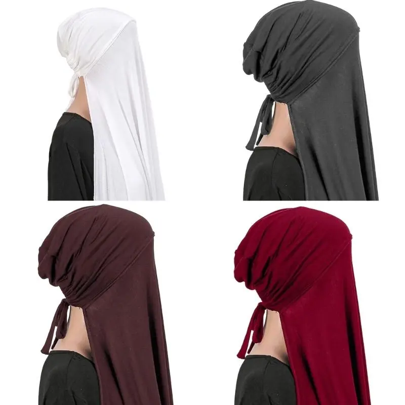 652F Elegant Women's Hijab Head Scarf Breathable Face Covering Shawl Headwrap for Mosque Madrassa Umrah Hajj 67x 22inch