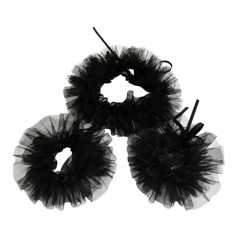 652F Authentic Medieval Costume Accessory Elizabethan Mesh Neck Ruff and and Wrist Cuffs Clown Choker for Masquerades Party