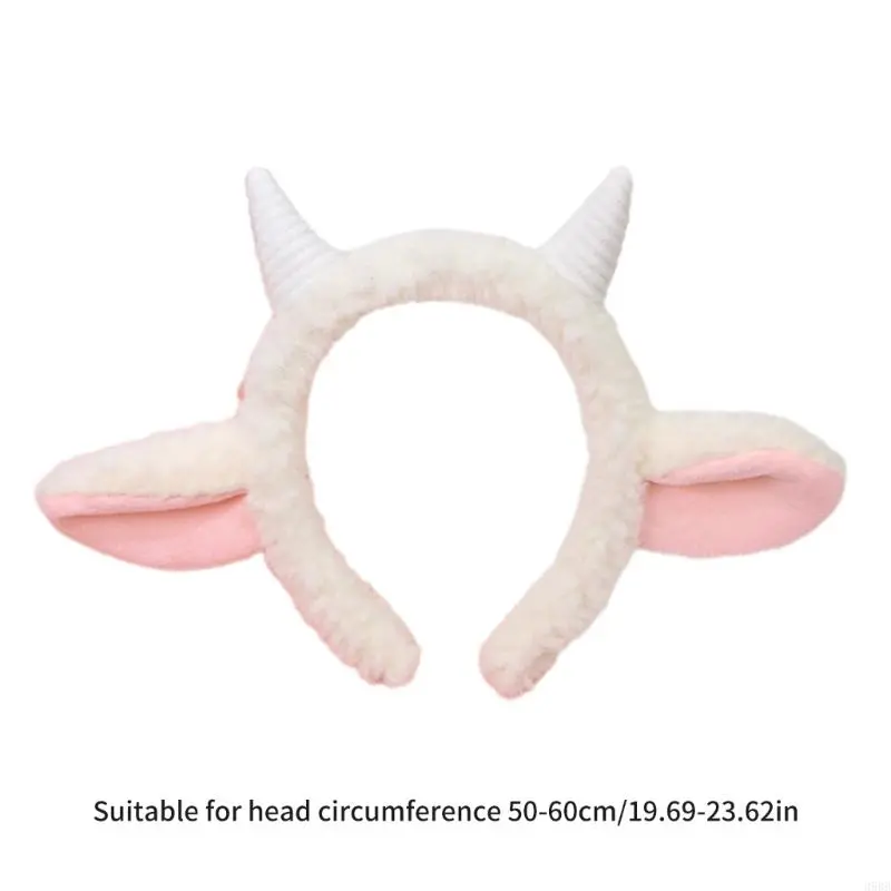 652F Plush Sheep Ear Hairhoop Furry Ear Headband Cosplay Costume Christmas Party Lovely Headdress Adult Kids Funny Headpieces