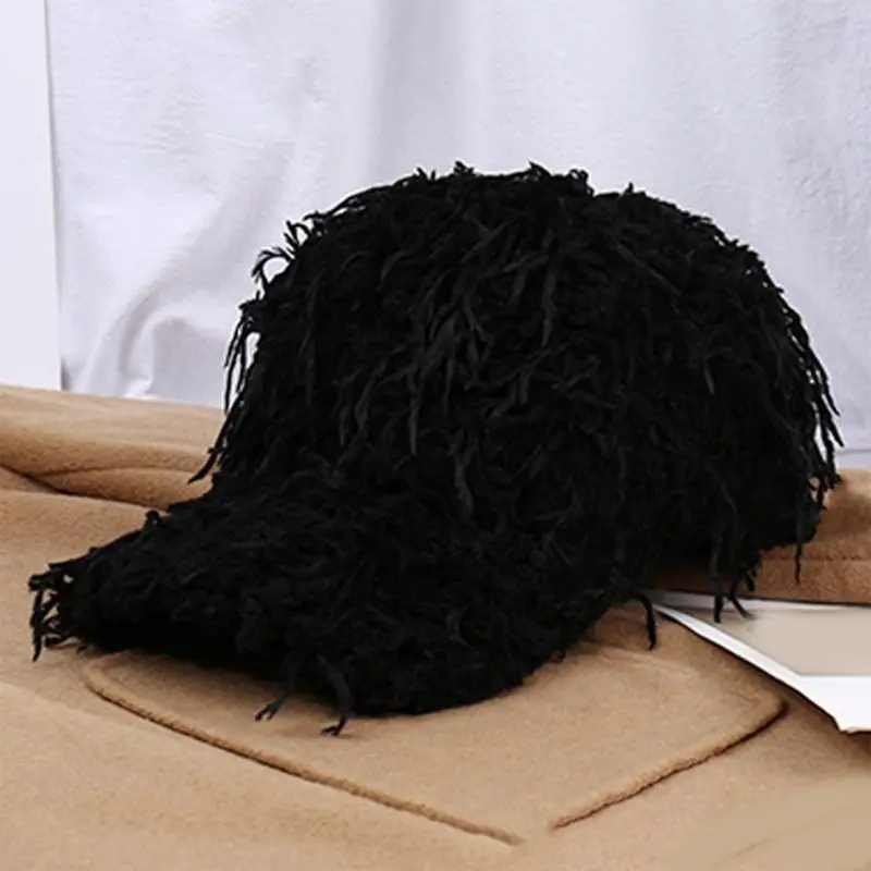 652F Popular Plush Baseball Caps with Adjustable Strap for Women and Teens Street Wear Winter Wear Hiphop Hat with Furry Plush