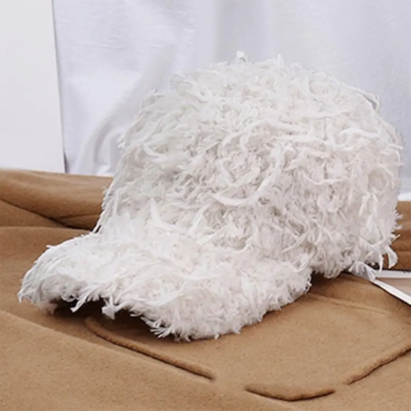 652F Popular Plush Baseball Caps with Adjustable Strap for Women and Teens Street Wear Winter Wear Hiphop Hat with Furry Plush