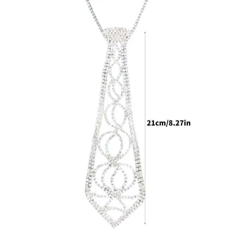 652F Sparkly Rhinestones Choker Necklace Adjustable Chain Gothic Crystal Collar Neck Tie for Bridesmaid and Formal Occasion
