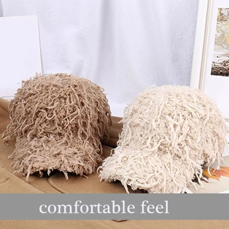 652F Popular Plush Baseball Caps with Adjustable Strap for Women and Teens Street Wear Winter Wear Hiphop Hat with Furry Plush