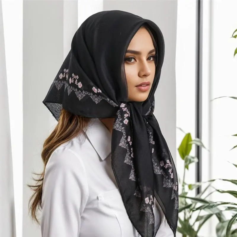 652F Stylish Flower Turkish Head Wrap Soft And Comfortable Hijab Head Scarf For Everyday Wear Ethnic Malay Head Covering