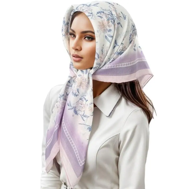 652F Stylish Flower Turkish Head Wrap Soft And Comfortable Hijab Head Scarf For Everyday Wear Ethnic Malay Head Covering