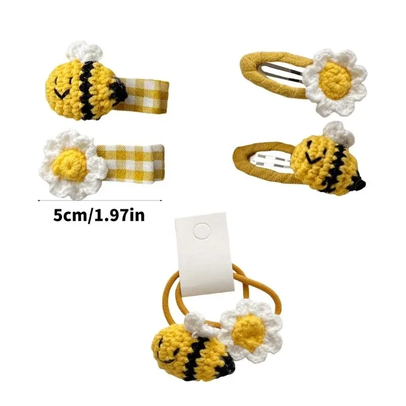 652F 2PCS Crochet Bees Hairclip Creative Harvest Festival Theme Hair Clip Side Pin Hair Styling Accessory All Age Hair Decors