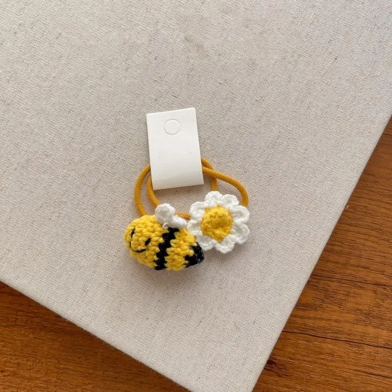 652F 2PCS Crochet Bees Hairclip Creative Harvest Festival Theme Hair Clip Side Pin Hair Styling Accessory All Age Hair Decors