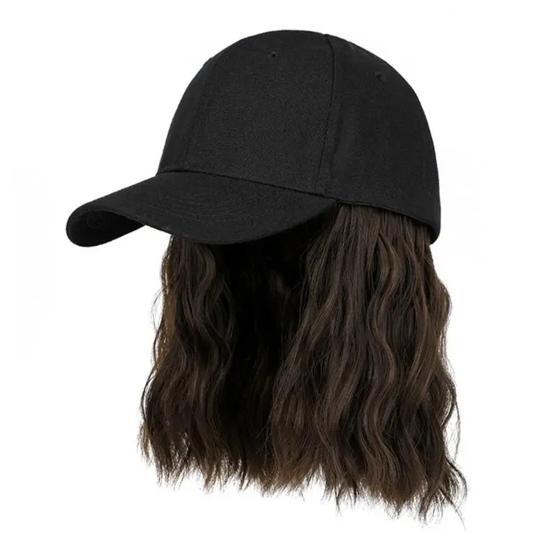 652F Adjustable Baseball with Curly Hair for Women Girl Cosplay Costume Bob Hair Hat Hair Styling