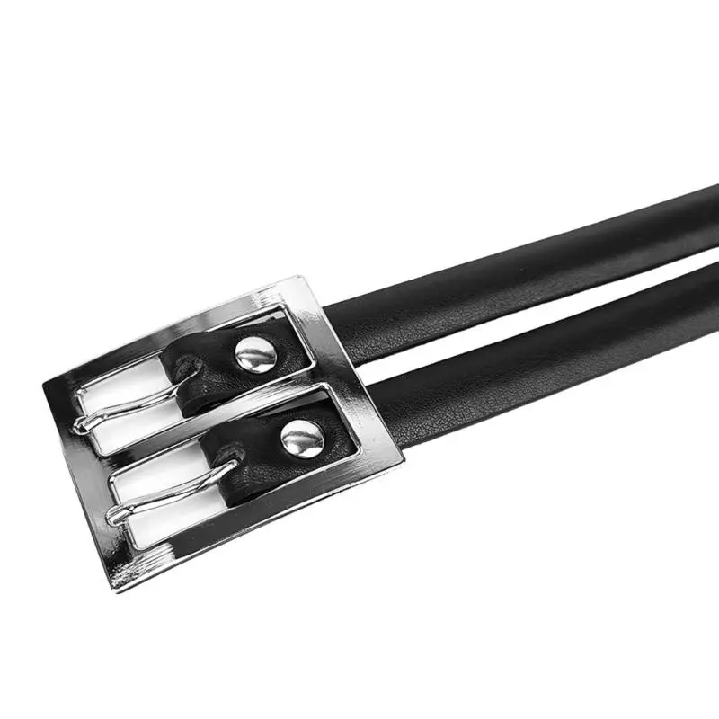 652F Fashionable Unisex Belt With Double Buckles Vintage Wide Leather Waist Belt for Work Meetings and Social Event