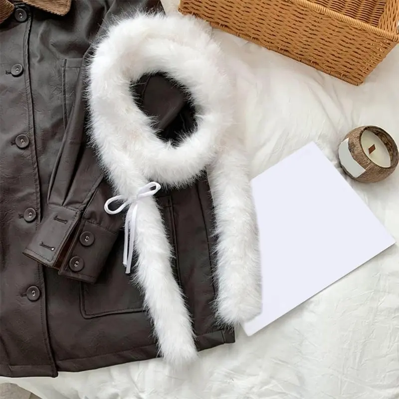 652F Solid Color Bowknot Long Scarf for Adult All Matching 2000s Scarf Winter Photo Scarf Popular Streetwear Neckwrap Scarf