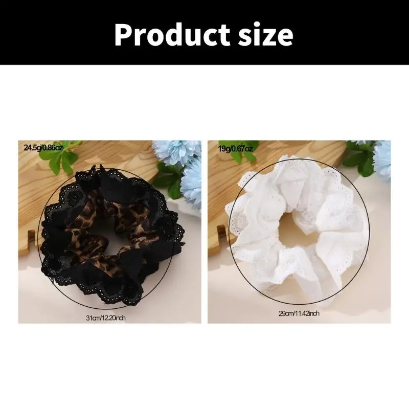 652F Lace Hair Rope Hair Bun Scrunchies Elastic Hair Rope Big Hair Scrunchy Vintage HairBands Female Accessories