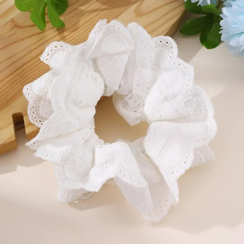 652F Lace Hair Rope Hair Bun Scrunchies Elastic Hair Rope Big Hair Scrunchy Vintage HairBands Female Accessories