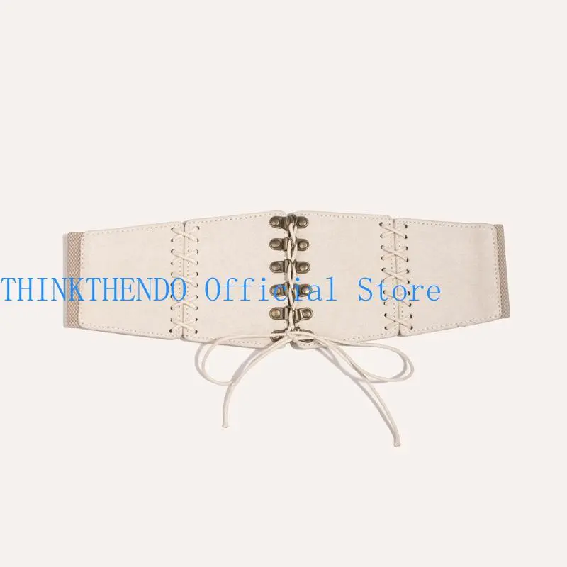 652F Steampunk Corset Belt Women Waspie Belt Lace-Up Tied for Teenager Girl Victorian Waist Cincher Halloween Cosplay Costume