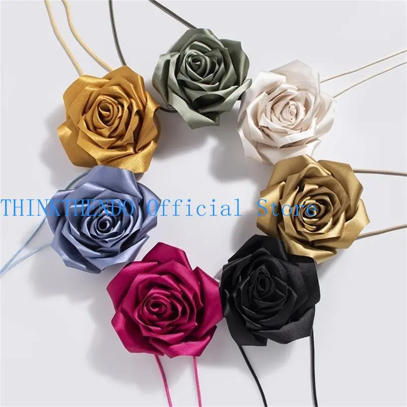 652F Large Flower Waist Rope for Women Girl Waist Strap Jewelry Belly Belt Elastic Rose Waiststrap Waist Decor Dress Ornament