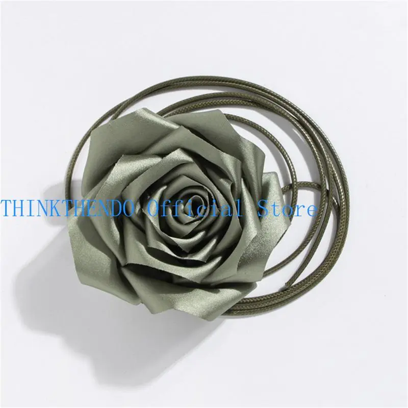652F Large Flower Waist Rope for Women Girl Waist Strap Jewelry Belly Belt Elastic Rose Waiststrap Waist Decor Dress Ornament