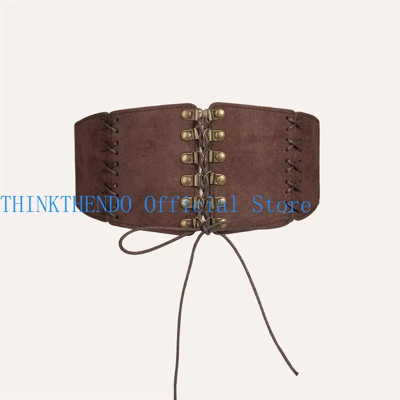 652F Steampunk Corset Belt Women Waspie Belt Lace-Up Tied for Teenager Girl Victorian Waist Cincher Halloween Cosplay Costume
