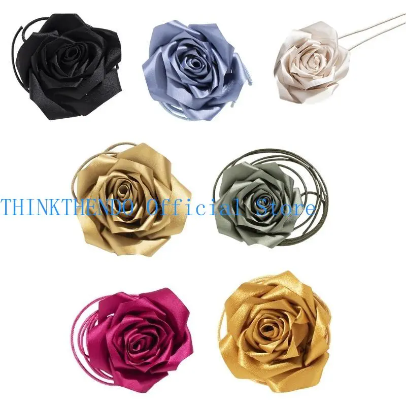 652F Large Flower Waist Rope for Women Girl Waist Strap Jewelry Belly Belt Elastic Rose Waiststrap Waist Decor Dress Ornament