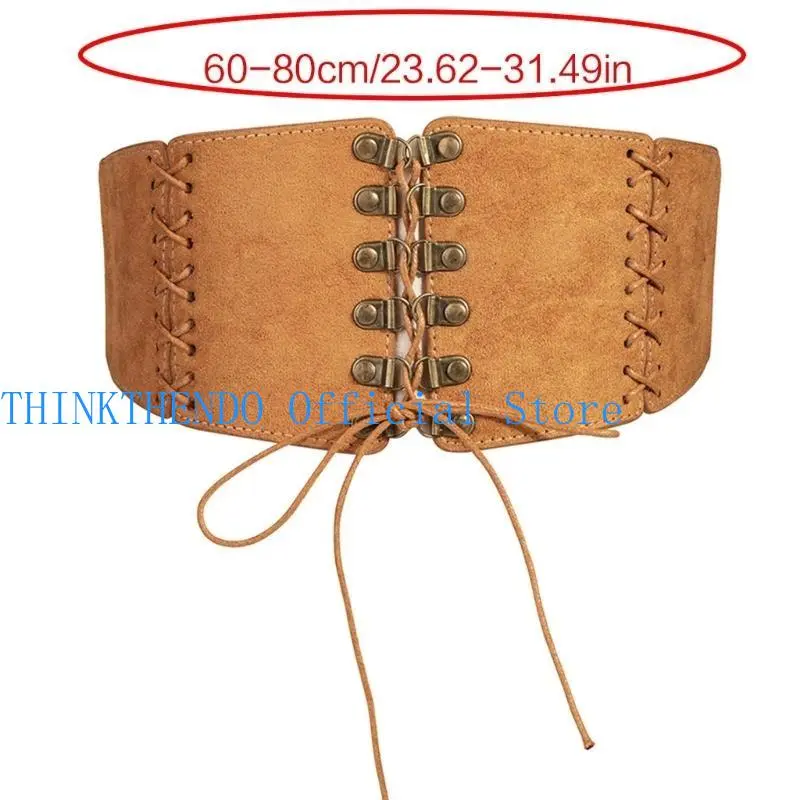 652F Steampunk Corset Belt Women Waspie Belt Lace-Up Tied for Teenager Girl Victorian Waist Cincher Halloween Cosplay Costume