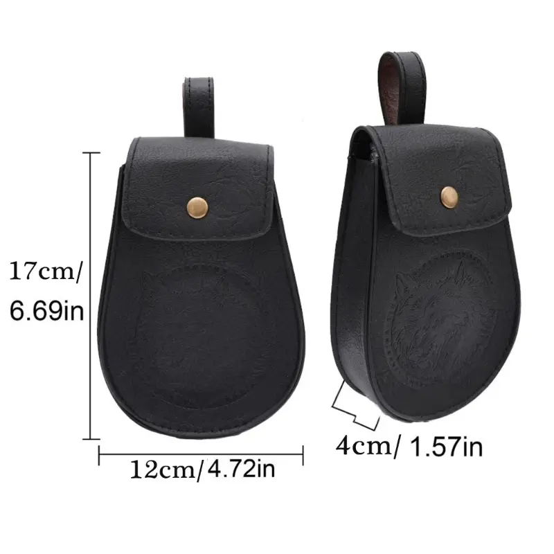 652F Vikinges Costume Accessories,Medieval Pirate Leather Belt Pouches Halloween Cosplay Costumes