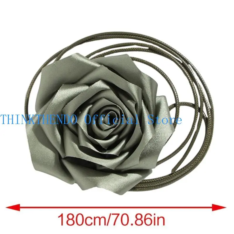 652F Large Flower Waist Rope for Women Girl Waist Strap Jewelry Belly Belt Elastic Rose Waiststrap Waist Decor Dress Ornament