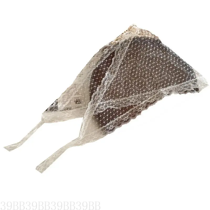 39BB Comfortable Lace Flower Headwrap Triangular Head Scarf for Lady Various Hairstyles
