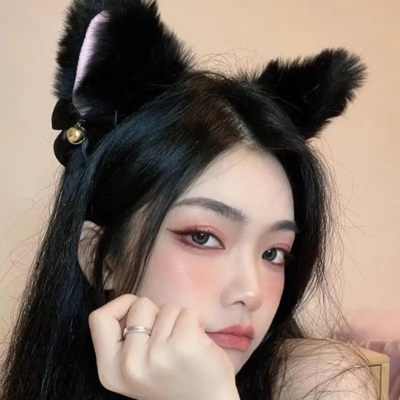 39BB for Cat Dog Ears Hairhoop and Tail Halloween Cosplay Costume for Girls