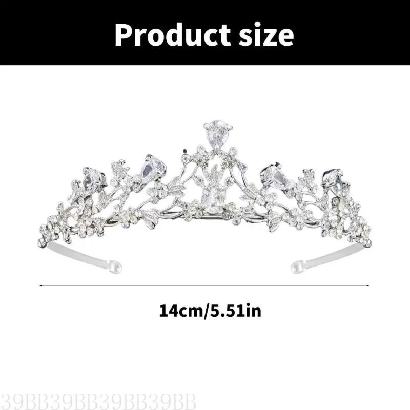 652F Delicate Tiaras Birthday Headbands Elegant Hairbands for Girls Wedding Party Photo Props Headwear Crown