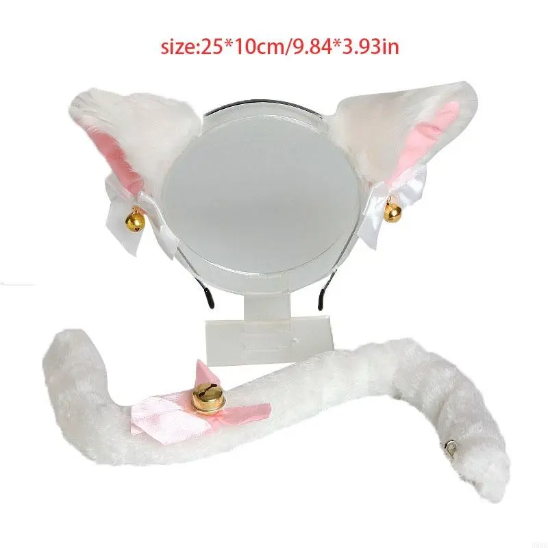 39BB for Cat Dog Ears Hairhoop and Tail Halloween Cosplay Costume for Girls