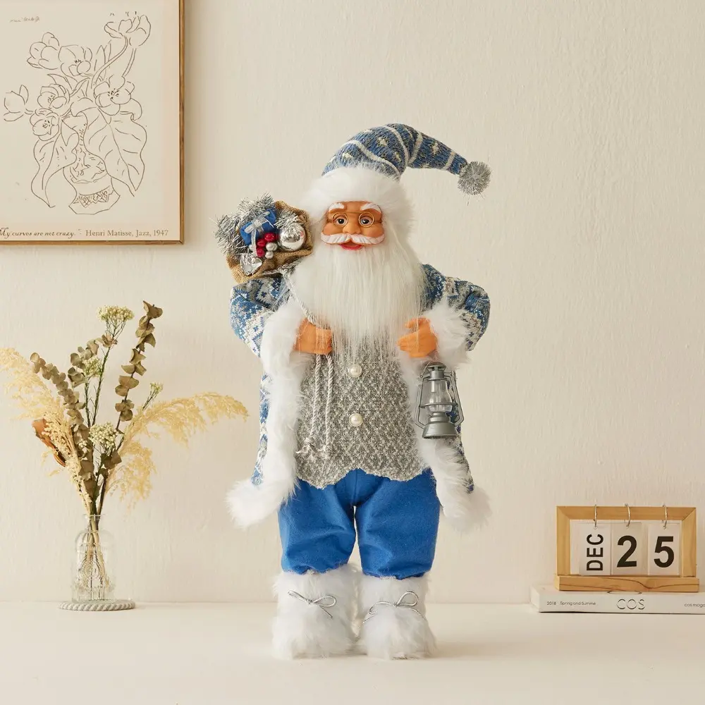 30/45cm Santa Claus Doll Plush with Gift Bag Santa Claus Statue Ornaments Standing Large Size Santa Claus Toy Gift