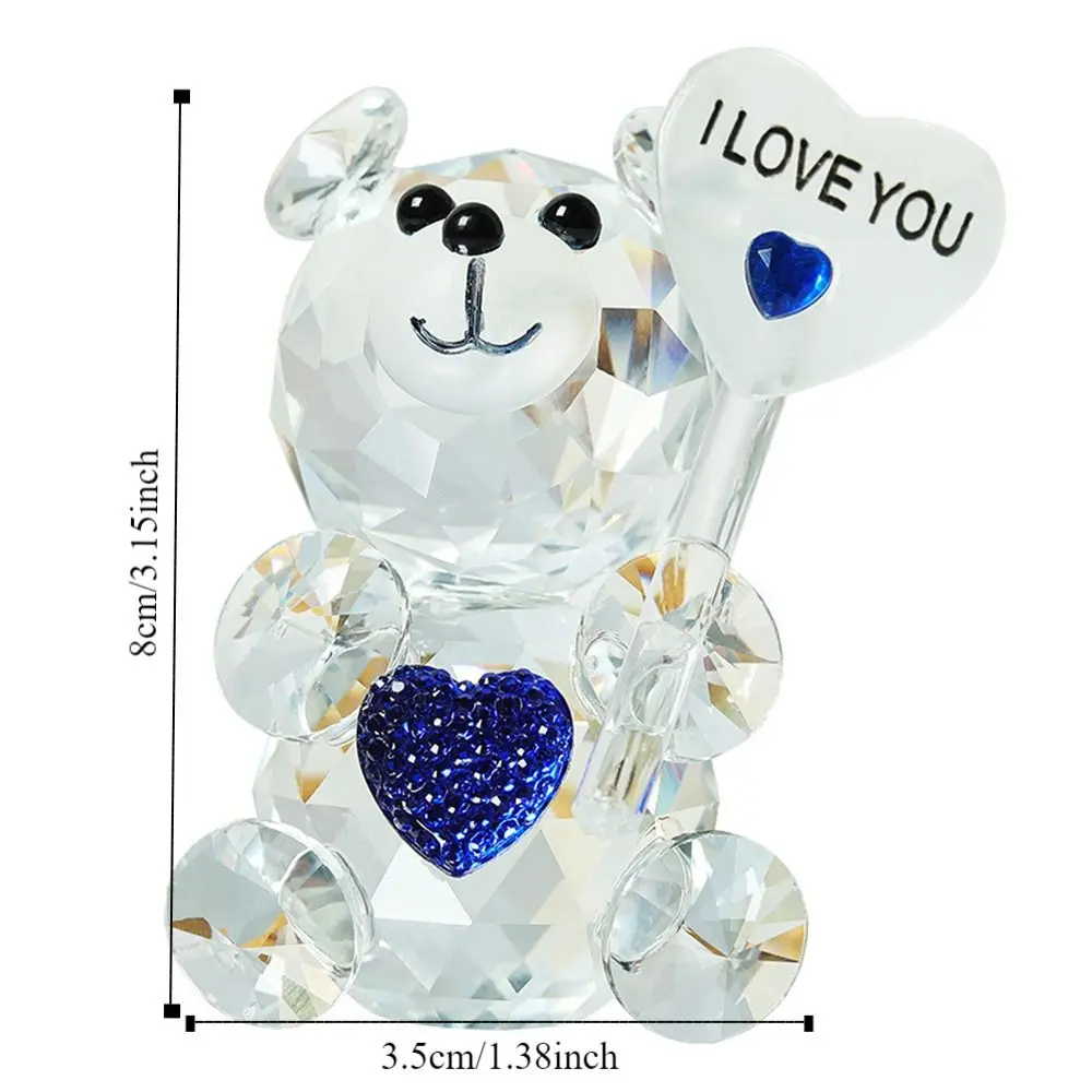I Love You Sign Crystal Bear Figurine Creative Romantic Little Bear Statue Home Decor Cute Desktop Ornament Living Room