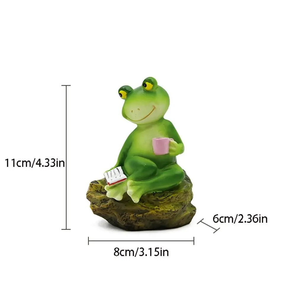 Desktop Ornament Resin Frog Ornament Cute Cartoon Animal Sculpture Creative Waterproof Miniatures Figurine Home