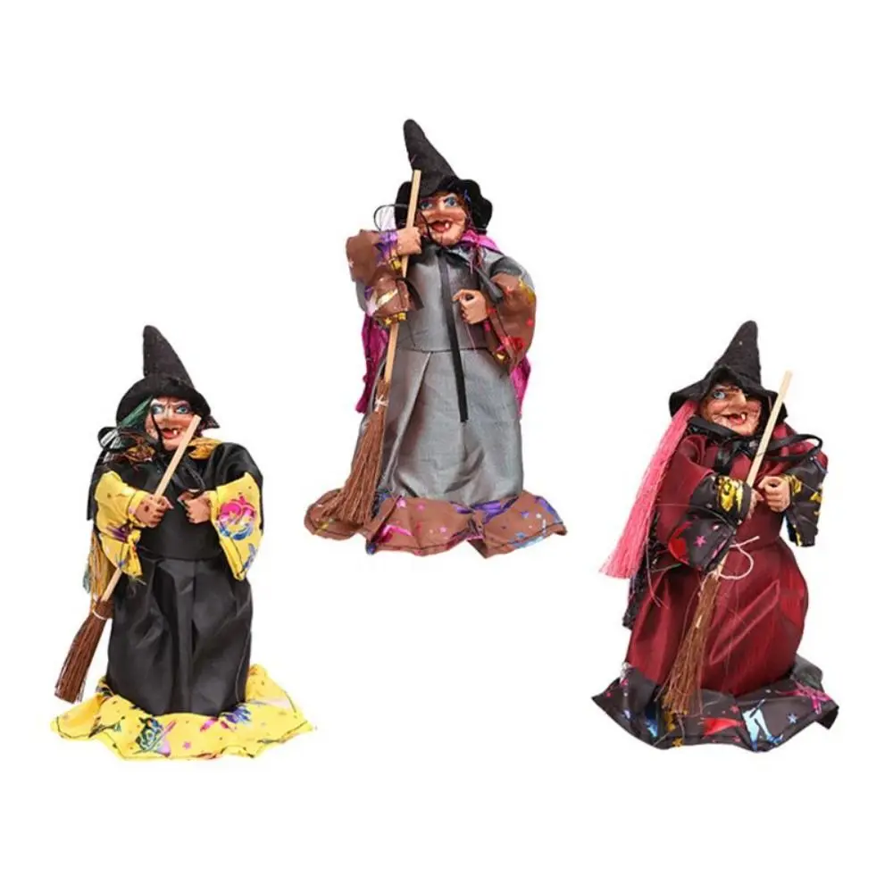 Color Random DIY Halloween Witch Ornaments Handmade With Broom Broom Witch Figurines Witch Witch Broom Props Home Decor