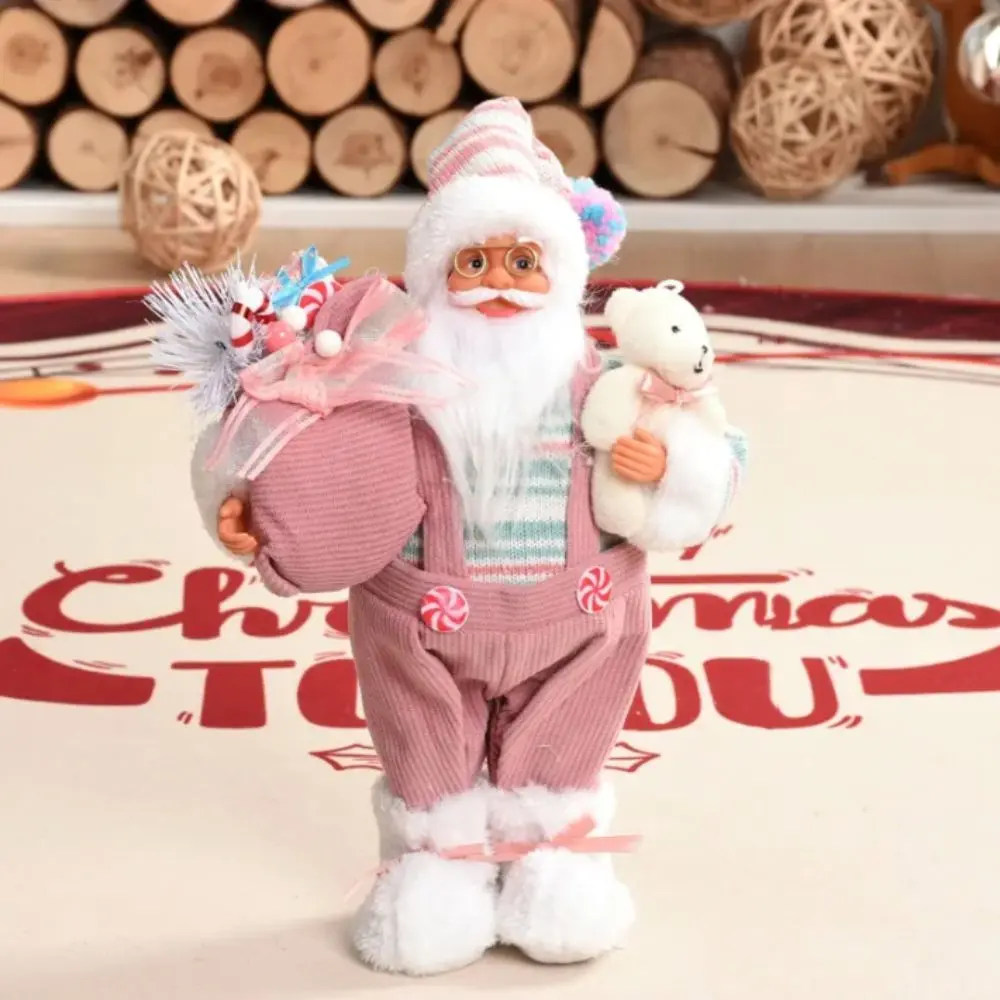 30/45cm Santa Claus Doll Plush with Gift Bag Santa Claus Statue Ornaments Standing Large Size Santa Claus Toy Gift