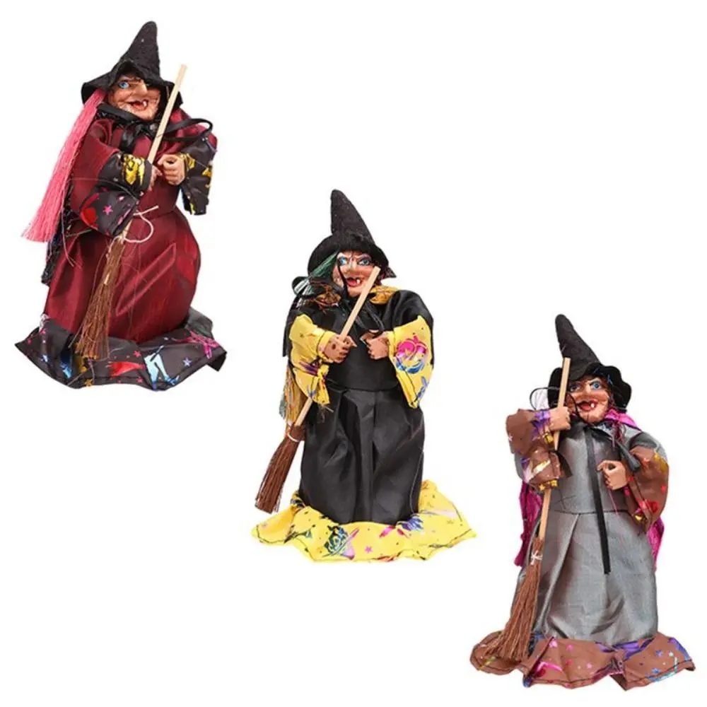 Color Random DIY Halloween Witch Ornaments Handmade With Broom Broom Witch Figurines Witch Witch Broom Props Home Decor